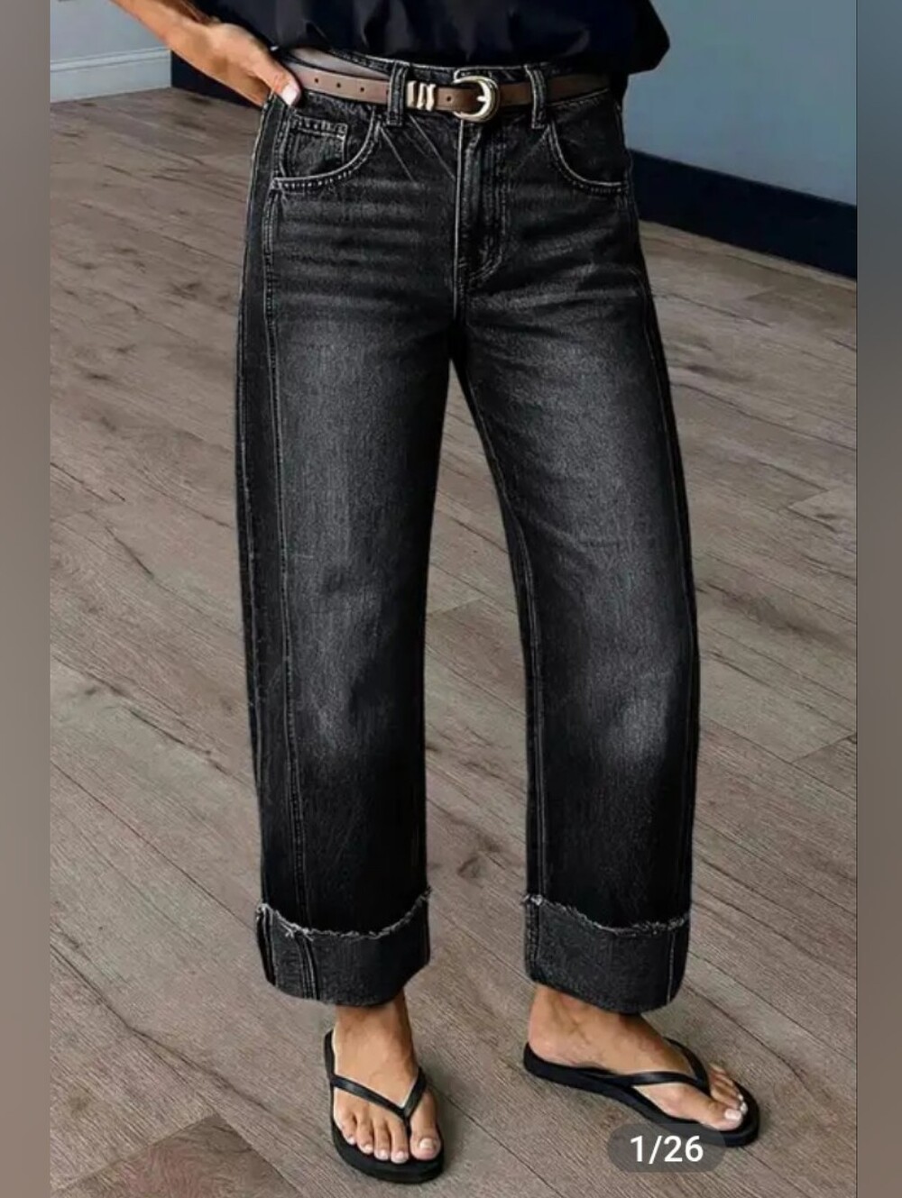 Flamingals Seam Front Roll Raw Hem Mid Rise Straight Leg Crop Jeans NWT Medium